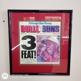 Framed Chicago Bulls/Michael Jordan Newspaper Article Wall Hanging