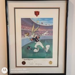 Limited Edition Lithograph Signed Wall Hanging "The Hail Mary" Bugs Bunny Football