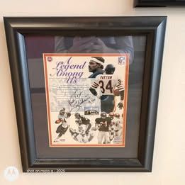 Framed Payton Chicago Bears Signed Commemorative Wall Hanging - "A Legend Among Us"