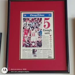Framed Chicago Bulls 1997 Championship Chicago Tribune Front Page Wall Hanging