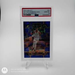 2023 Panini Select Victor Wembanyama Blue Cracked Ice Rookie Card PSA Graded GEM MT 10